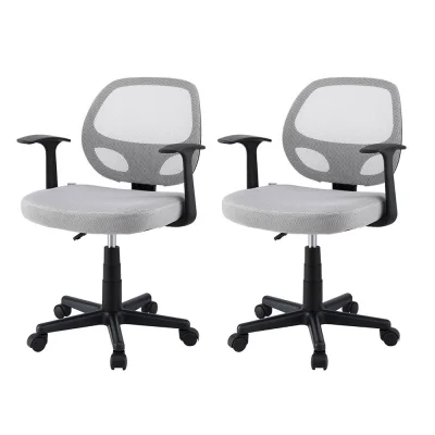 Artiss 2x Mesh Office Chair Grey, Mid Back, Adjustable Height, Lumbar Support, Ergonomic Desk Chair, 50x48x86-96cm Artiss 2x Mesh Office Chair Grey, Mid Back, Adjustable Height, Lumbar Support, Ergonomic Desk Chair, 50x48x86-96cm