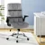Artiss Office Chair Grey Velvet Mid-Back Ergonomic Desk Chair with Armrests, Height Adjustable, 150kg Capacity