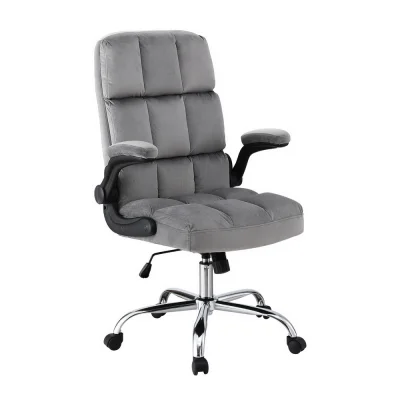 Artiss Office Chair Grey Velvet Mid-Back Ergonomic Desk Chair with Armrests, Height Adjustable, 150kg Capacity