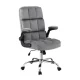 Artiss Office Chair Grey Velvet Mid-Back Ergonomic Desk Chair with Armrests, Height Adjustable, 150kg Capacity
