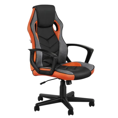 Artiss High-Back Orange Gaming Office Chair - PU Leather & Mesh, Adjustable, 360° Swivel, Tilt, 150kg Capacity