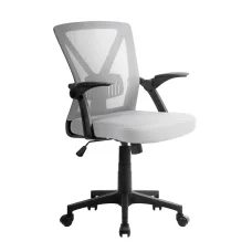 Artiss Mesh Office Chair, Mid Back, Grey, 66x66x86-96cm, Ergonomic, Adjustable Lumbar Support, Flip-Up Armrests