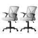 Artiss 2x Mesh Office Chair Mid Back Grey, Ergonomic Adjustable Lumbar, Flip-Up Arms, Breathable, 120kg Capacity