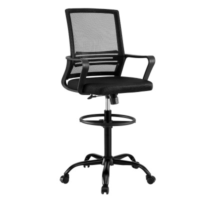 Artiss Ergonomic Mesh Drafting Chair - Adjustable Height, Lumbar Support, Chrome Base, Swivel, Black, 150kg Capacity Artiss Ergonomic Mesh Drafting Chair - Adjustable Height, Lumbar Support, Chrome Base, Swivel, Black, 150kg Capacity