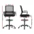 Artiss Ergonomic Mesh Drafting Chair - Adjustable Height, Lumbar Support, Chrome Base, Swivel, Black, 150kg Capacity