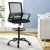 Artiss Ergonomic Mesh Drafting Chair - Adjustable Height, Lumbar Support, Chrome Base, Swivel, Black, 150kg Capacity