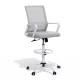 Artiss White Mesh Drafting Chair - Ergonomic Design, Adjustable Height, 360° Swivel, Chrome Base, for Office & Studio