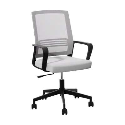 Artiss Mesh Office Chair Grey Mid Back Ergonomic Computer Gaming Desk Chair Height Adjustable with Armrest and Wheels