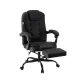 Artiss Executive Office Chair with Fabric Seat, Footrest, 135° Recline, 360° Swivel, Adjustable Height, Black