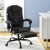 Artiss Executive Office Chair with Fabric Seat, Footrest, 135° Recline, 360° Swivel, Adjustable Height, Black