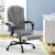 Artiss Executive Office Chair with Fabric Seat, High Back, Footrest, 360° Swivel, Recline, Grey, 120kg Capacity