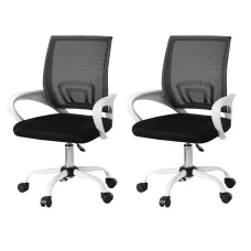 Artiss 2x Mesh Office Chair Mid Back Ergonomic Computer Desk Chairs Height Adjustable Swivel Chrome Base Black