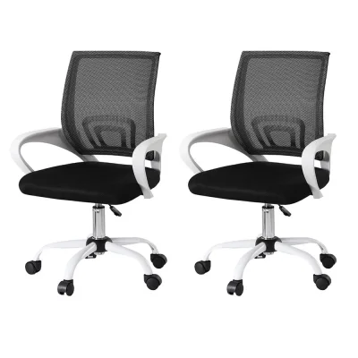 Artiss 2x Mesh Office Chair Mid Back Ergonomic Computer Desk Chairs Height Adjustable Swivel Chrome Base Black