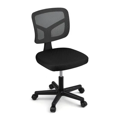 Artiss Ergonomic Armless Office Chair, Black Mesh, 360° Swivel, Height Adjustable, Compact Design for Small Spaces