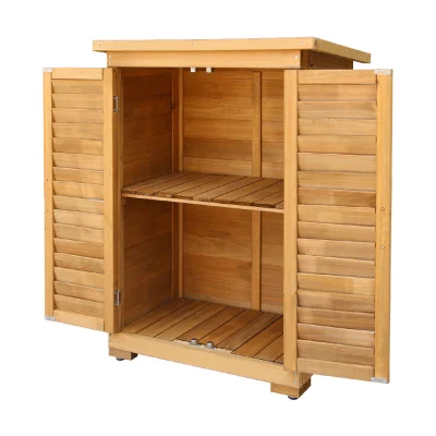 Gardeon Portable Fir Wood Garden Storage Cabinet, 69x43x96cm - Weatherproof with Adjustable Shelf & Asphalt Roof