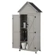 Gardeon Grey Outdoor Storage Cabinet - Weatherproof Fir Wood & PVC Roof, 69x39x182cm, Lockable, 3 Shelves, Easy Assembly