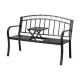 Gardeon Multi-functional Steel Garden Bench Loveseat with Foldable Table, Weather-Resistant, Black, 126cm