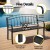 Gardeon Multi-functional Steel Garden Bench Loveseat with Foldable Table, Weather-Resistant, Black, 126cm