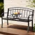 Gardeon Multi-functional Steel Garden Bench Loveseat with Foldable Table, Weather-Resistant, Black, 126cm