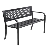 Gardeon 2-Seater Garden Bench - Steel, Black, Vintage Design, Weather-Resistant, 119x52x75.5cm, 220kg Capacity