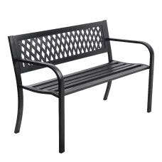 Gardeon 2-Seater Garden Bench - Steel, Black, Vintage Design, Weather-Resistant, 119x52x75.5cm, 220kg Capacity