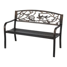 Gardeon Bronze 3-Seater Steel Garden Bench - Vintage Design, Rust-Resistant, Indoor/Outdoor Furniture, 260kg Capacity