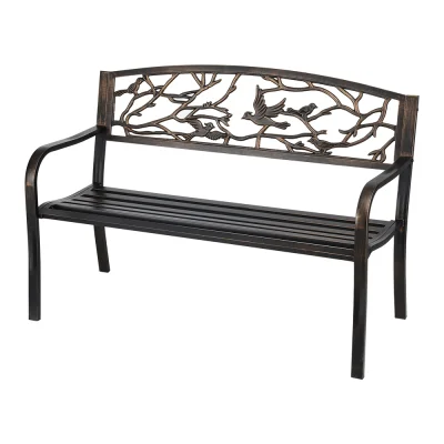 Gardeon Bronze 3-Seater Steel Garden Bench - Vintage Design, Rust-Resistant, Indoor/Outdoor Furniture, 260kg Capacity