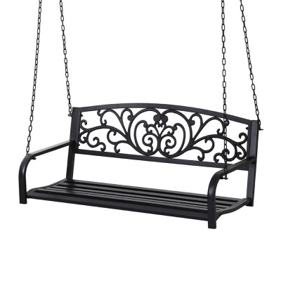 Gardeon Outdoor 2-Seater Swing Chair, Powder-Coated Steel, 200kg Capacity, Black, Easy Assembly, 127x41x50cm, 1-Year