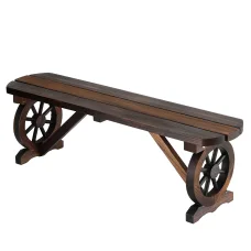 Gardeon Outdoor Wooden Garden Bench - Rustic Wagon Wheels, UV-Resistant Fir Wood, 2-Seater, 320kg Capacity, 120cm