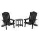 Gardeon 3-Piece Outdoor Adirondack Set Black—HDPE Weatherproof Chairs with Cup Holders & Side Table, 170kg Capacity