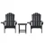 Gardeon 3-Piece Outdoor Adirondack Set Black—HDPE Weatherproof Chairs with Cup Holders & Side Table, 170kg Capacity