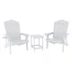Gardeon 3 Piece Outdoor Set White HDPE Adirondack Chairs and Table, Weatherproof, 170kg Capacity, Garden Patio Lounge