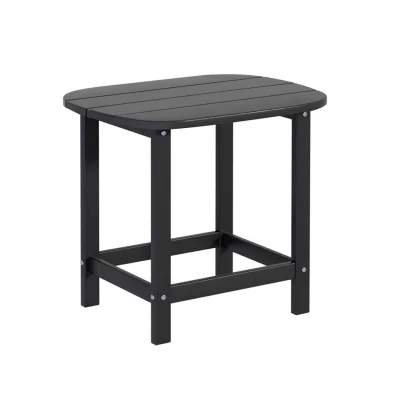 Gardeon Black Outdoor Coffee Side Table - Weatherproof HDPE, 91kg Capacity, 47.5cm Height, Water-Draining Design