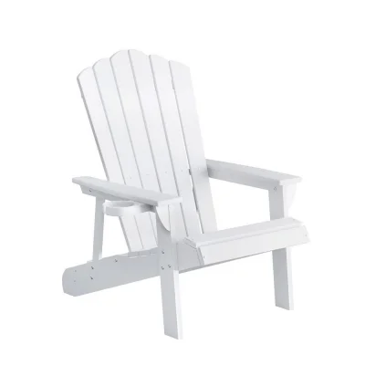 Gardeon White HDPE Adirondack Outdoor Chair 103° Recline, Cup Holder, 170kg Capacity, Weather-Resistant, 80x90x94cm
