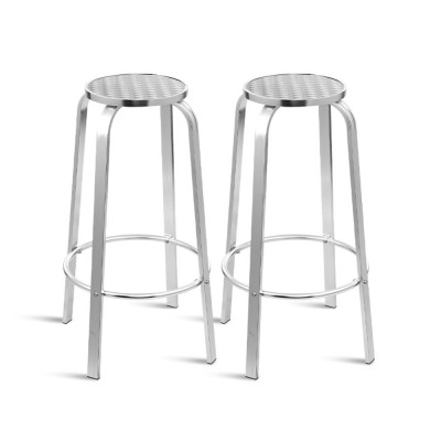 Gardeon 2-Piece Aluminium Bar Stools - 82cm Tall, Rust & UV-Resistant, Indoor/Outdoor Use, Anti-Slip, 150kg Capacity