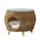Gardeon 2-in-1 Wicker Coffee Side Table & Pet Bed, Yellow, 51cm Aluminium Frame, Indoor/Outdoor, Weather-Resistant