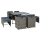 Gardeon 9-Piece Grey Wicker Outdoor Dining Set with Cushions & Storage Cover - Seats 8, Space-Saving Design