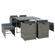 Gardeon 9-Piece Grey Wicker Outdoor Dining Set with Cushions & Storage Cover - Seats 8, Space-Saving Design