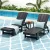 Gardeon 3-Piece Black HDPE Sun Lounge Set: Adjustable Reclining Loungers & Table with Wheels for Outdoor Relaxation