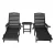 Gardeon HDPE Sun Lounge Set: 4-Position Adjustable Chaise Loungers & Table with Wheels, Weather-Resistant, Black