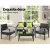 Gardeon 4-Seater Outdoor Wicker Sofa Set - Aluminium Frame, Lime Green Cushions, Tempered Glass Table, Extra Covers