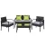 Gardeon 4-Seater Outdoor Wicker Sofa Set - Aluminium Frame, Lime Green Cushions, Tempered Glass Table, Extra Covers