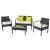 Gardeon 4-Seater Outdoor Wicker Sofa Set - Aluminium Frame, Lime Green Cushions, Tempered Glass Table, Extra Covers