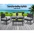 Gardeon 4-Seater Outdoor Wicker Sofa Set - Aluminium Frame, Lime Green Cushions, Tempered Glass Table, Extra Covers