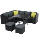 Gardeon Outdoor Aluminium Dining Set: Black PE Wicker, Tempered Glass Table, Multi-Seater Sofa, UV & Weather Resistant