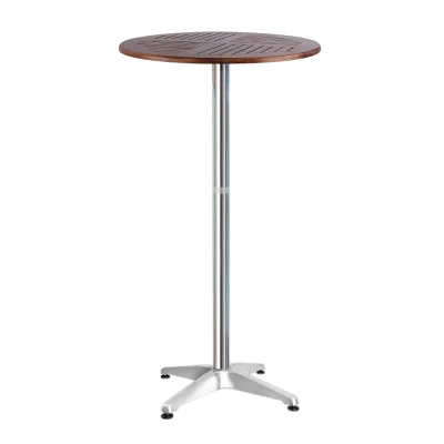 Gardeon Outdoor Bar Table - Adjustable Heights, Hardwood Top, Foldable, Aluminium Pole, Perfect for Patios & Cafés