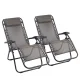 Gardeon 2PC Zero Gravity Chair Folding Outdoor Recliner with Adjustable Headrest, Steel Frame, Beige, 150kg Capacity