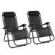 Gardeon 2PC Zero Gravity Recliner Chair Set - Adjustable Folding Outdoor Sun Lounge, Steel Frame, Black, 150kg Capacity
