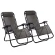 Gardeon 2PC Zero Gravity Chairs with Adjustable Recline, Padded Headrest, and Steel Frame for Outdoor Comfort, Grey
