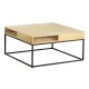 Artiss Coffee Table with Storage Shelf, Metal Frame, 80cm x 80cm x 40cm, Pine Finish, Modern Living Room Centrepiece